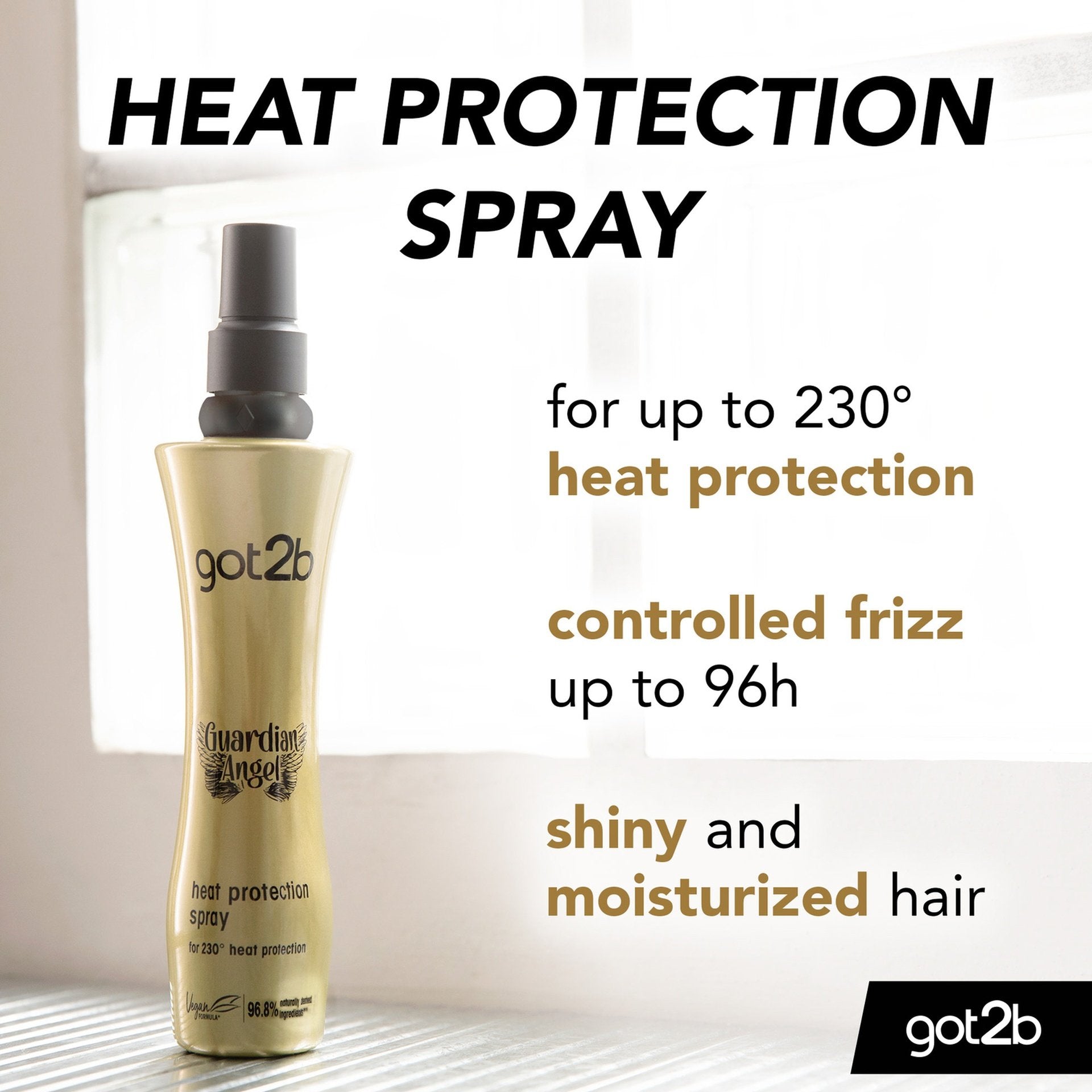 Schwarzkopf Got2b Guardian Angel Heat Protection Spray 200ml Protects Hair from Heat & Damage
