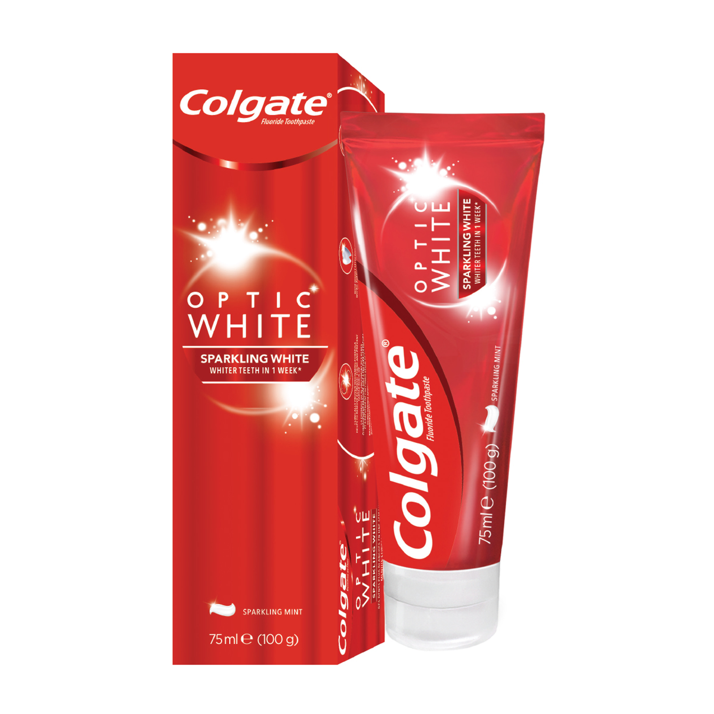 Colgate Optic White Sparkling White Toothpaste 75ml / 100g Brightening & Deep Clean Formula
