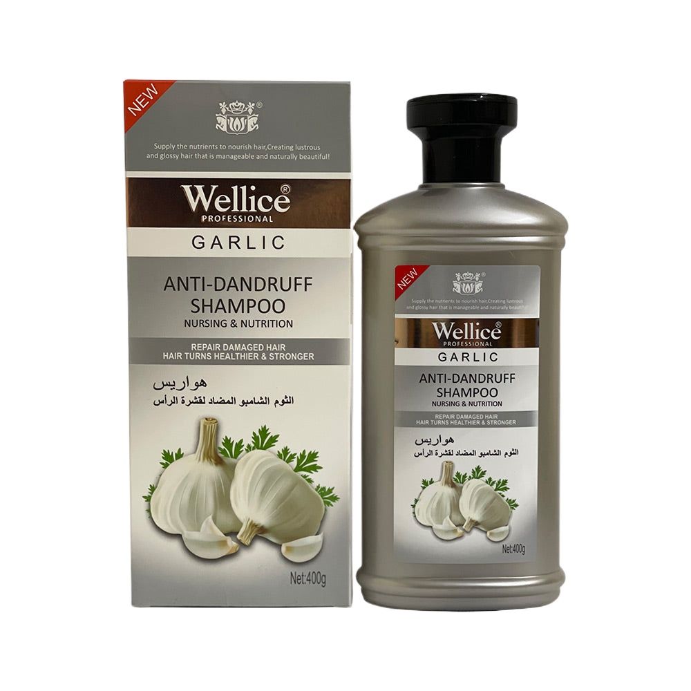 Wellice Garlic Anti Dandruff Shampoo Nourishing & Nutrition 400g - Deep Scalp Care for Flake Control, Strong & Healthy Hair