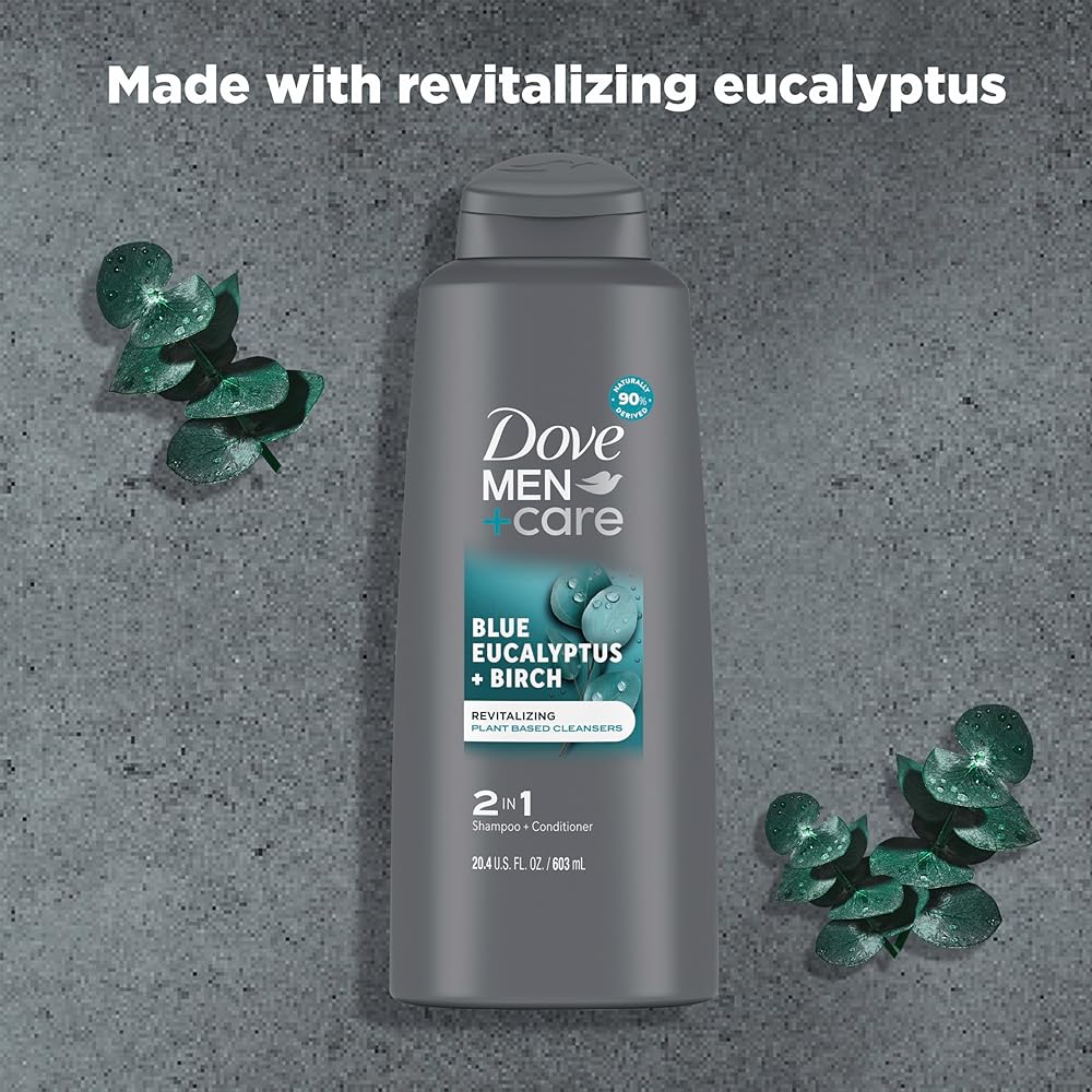 Dove Men+Care Blue Eucalyptus + Birch 2-in-1 Shampoo & Conditioner 603ml Refreshing Clean & Stronger Hair