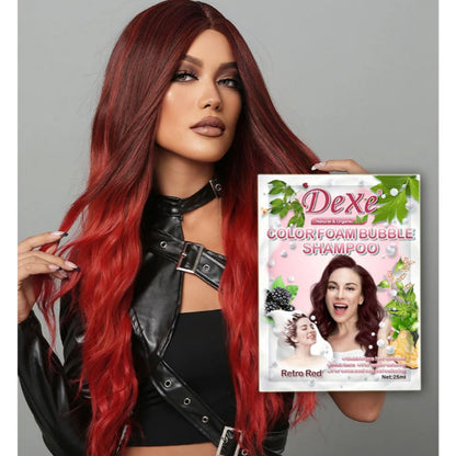 Dexe Hair Color Foam Bubble Shampoo Retro Red 25 ml x 10 Pack Gentle Cleansing & Hair Color Care