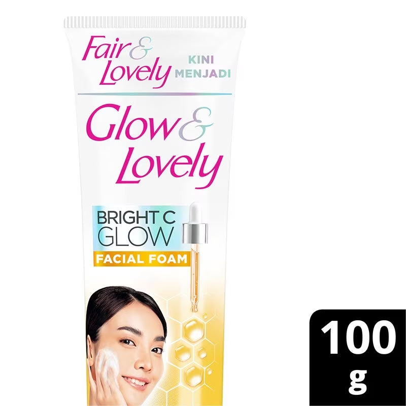 Glow & Lovely Bright C Glow Facial Foam Vitamin C 100g – Brightening Face Wash for Radiant, Clear & Even Tone Skin