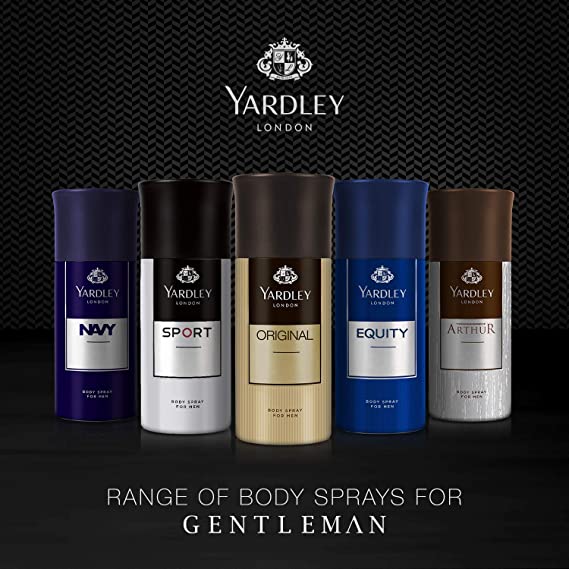Yardley London Gentleman Classic Body Spray for Men 150ml - Timeless Masculine Fragrance Deodorant Spray with Long Lasting Fr
