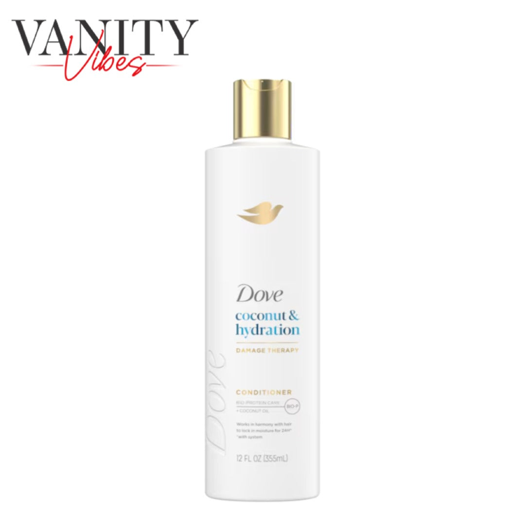 Dove Damage Therapy Coconut & Hydration Conditioner 355ml - Moisturizing Conditioner for Dry, Rough & Dehydrated Hair (USA)