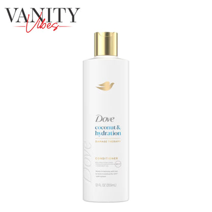 Dove Damage Therapy Coconut & Hydration Conditioner 355ml - Moisturizing Conditioner for Dry, Rough & Dehydrated Hair (USA)