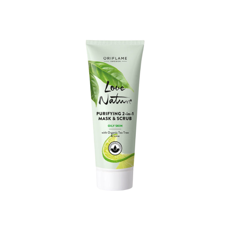 Oriflame Love Nature Purifying 2-in-1 Mask & Scrub Organic Tea Tree & Lime 75ml