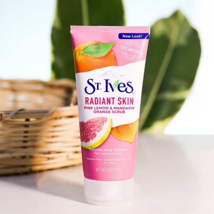St. Ives Radiant Skin Pink Lemon & Mandarin Orange Scrub 170g Brightening & Exfoliating Face Scrub