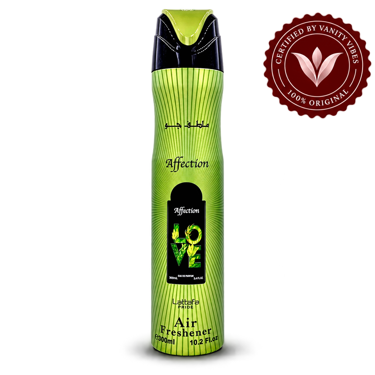 Lattafa Affection Air Freshener 300ml front product image with Vanity Vibes seal