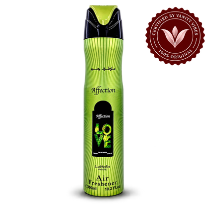 Lattafa Affection Air Freshener 300ml front product image with Vanity Vibes seal