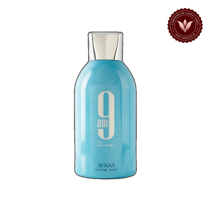 9AM DIVE by Afnan BODY SPRAY 250ml for Men & Women — front single product, transparent background