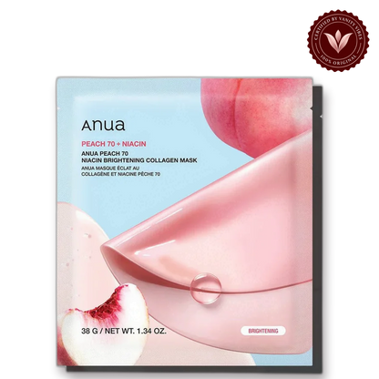 Anua Peach 70+ Niacin Brightening Collagen Mask 38 g Radiance Boost & Even Skin Tone (K Beauty) — front view