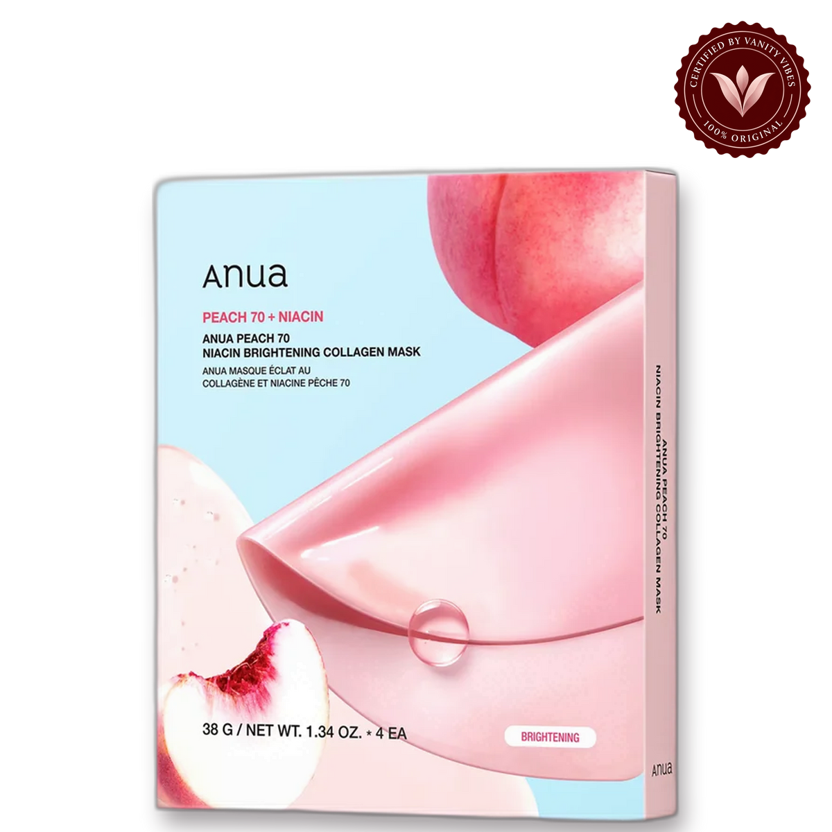 Anua Peach 70+ Niacin Brightening Collagen Mask 38 g Radiance Boost & Even Skin Tone (K Beauty) — secondary view