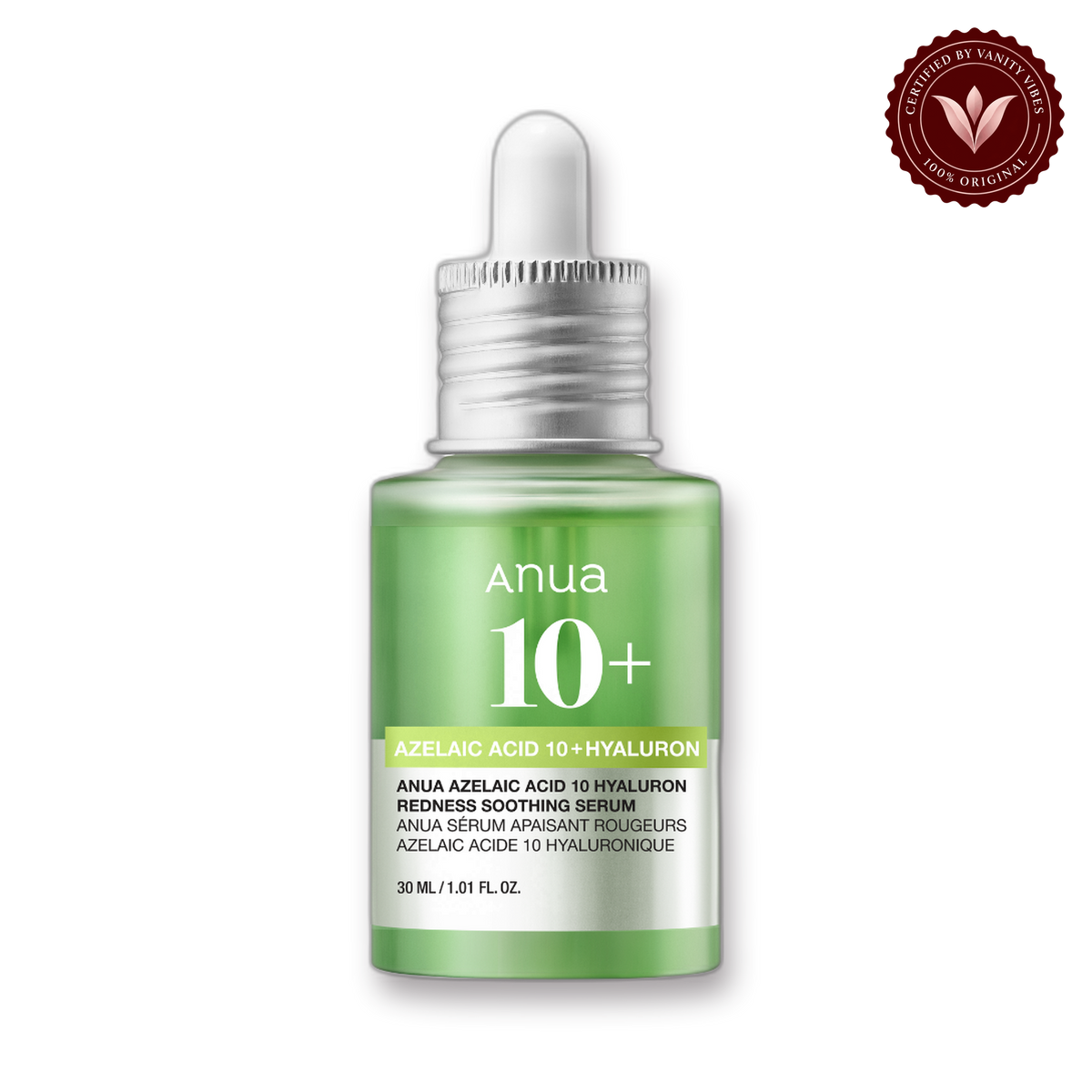 Anua Azelaic Acid 10% Hyaluron Redness Soothing Serum 30 ml Calms & Reduces Skin Redness (K Beauty) — front view