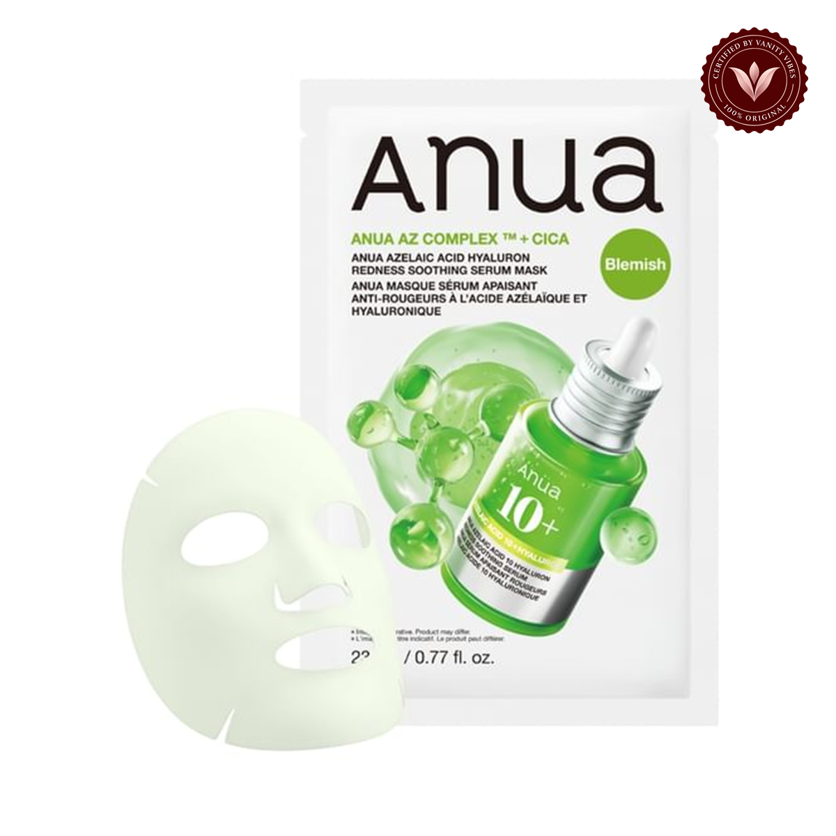 Anua Azelaic Acid Hyaluron Redness Soothing Serum Mask 23ml additional product image with Vanity Vibes seal