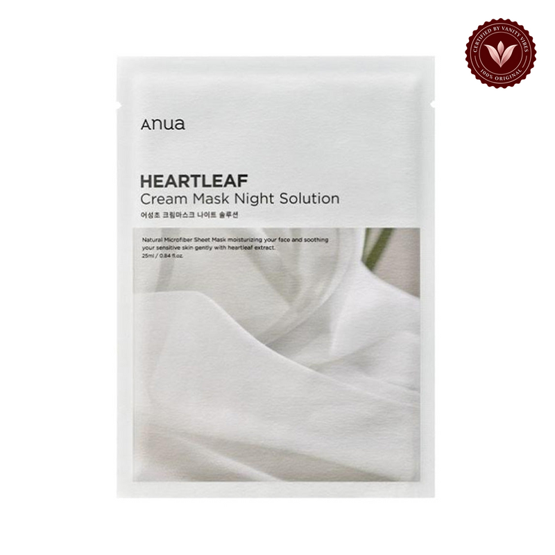 Anua Heartleaf Cream Mask Night Solution Sheet Mask 25ml additional product photo with Vanity Vibes seal