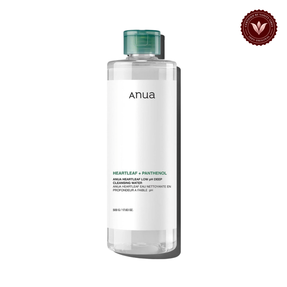 Anua Heartleaf and Panthenol Low pH Deep Cleansing Water 500g front bottle