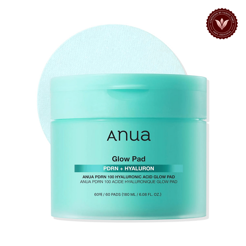 Anua PDRN 100 Hyaluronic Acid Glow Pad 60 Pads 180ml additional product photo with Vanity Vibes seal