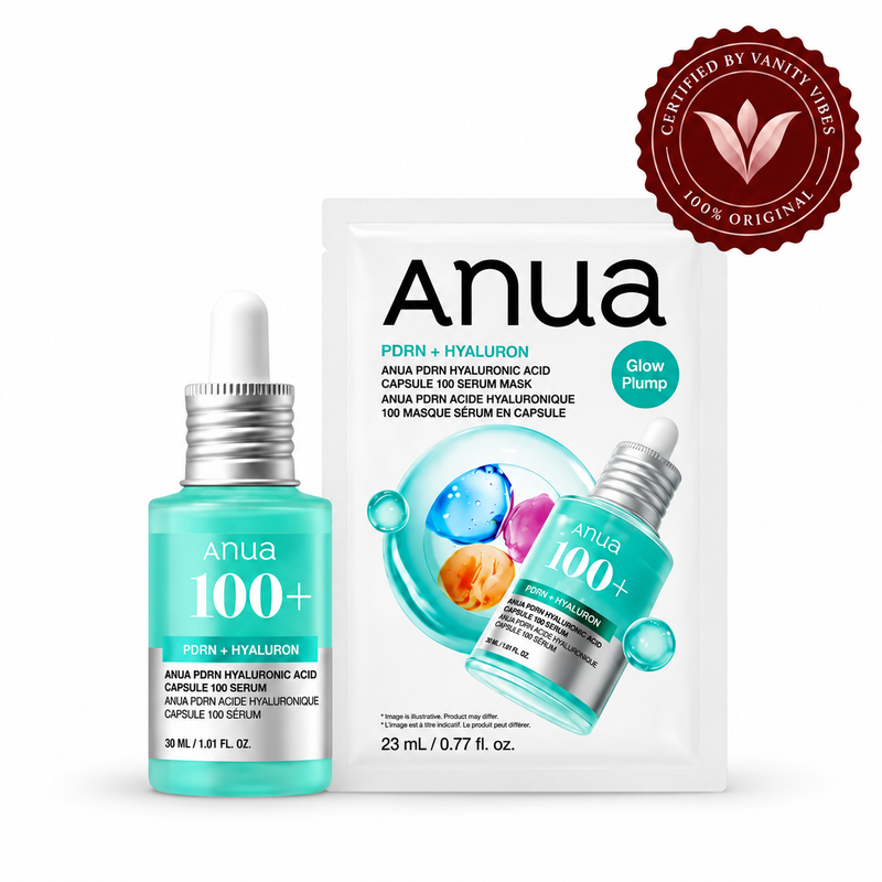 Anua PDRN Radiance Duo (Serum 30ml + Serum Mask 23ml) with Vanity Vibes seal
