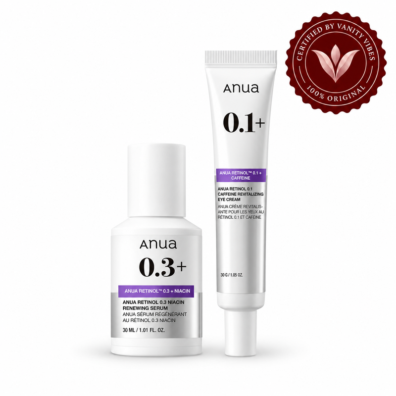 Anua Retinol Anti-Aging Duo (Serum 30ml + Eye Cream 30g) with Vanity Vibes seal