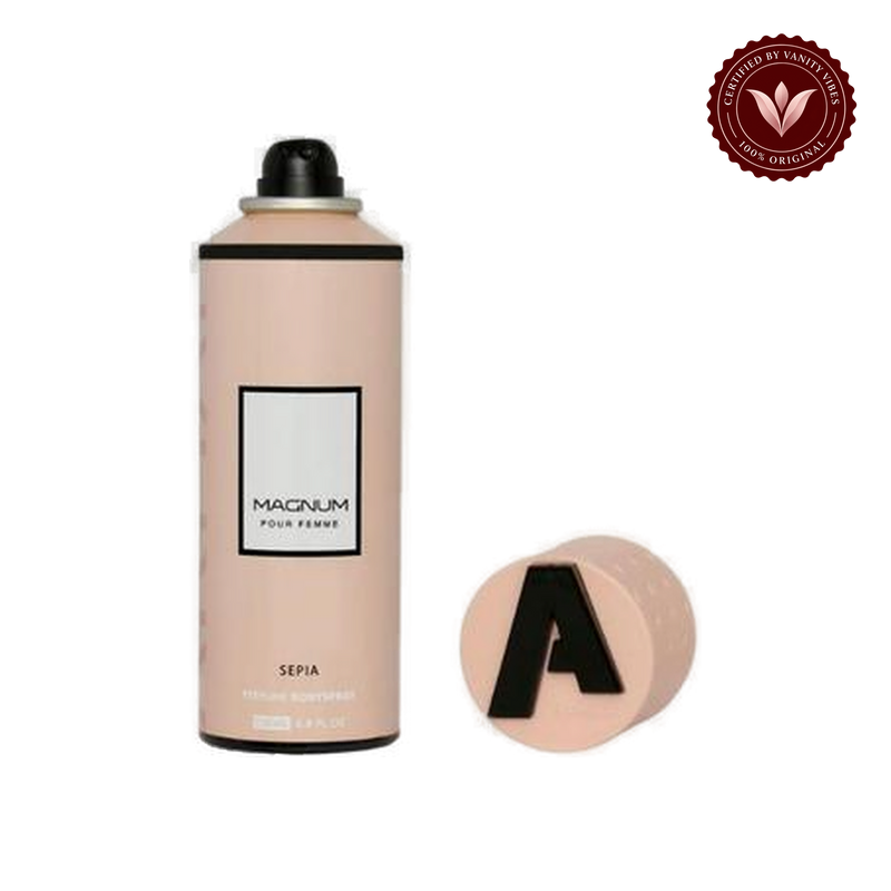 Armaf Magnum Pour Femme Sepia Perfume Body Spray 200ml Floral Fruity Fragrance — alternate product view, transparent background