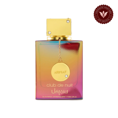Armaf Club De Nuit Untold Eau De Parfum 105ml For Women & Men - Long Lasting Luxury Unisex Fragrance — front single product on transparent background