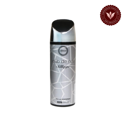 Armaf Club De Nuit Sillage Body Spray 200ml Unisex Long-Lasting Fresh & Sensual Fragrance — front single product on transparent background