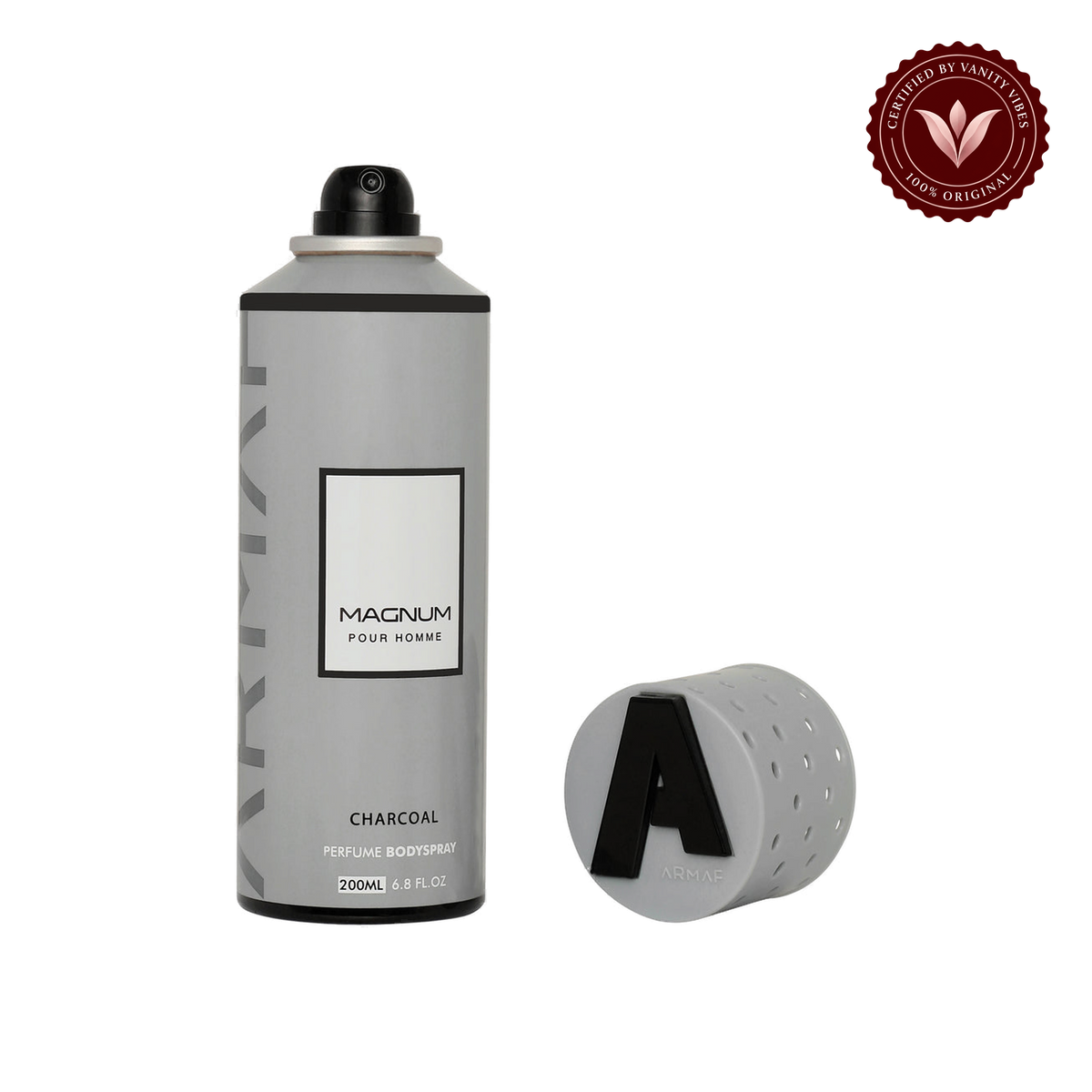 Armaf Magnum Pour Homme Charcoal Perfume Body Spray 200ml Masculine Fresh & Smoky Fragrance — alternate product view, transparent background