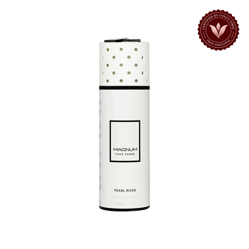 Armaf Magnum Pour Femme Pearl River Perfume Body Spray 200ml Floral Fruity & Fresh Fragrance — front product view, transparent background
