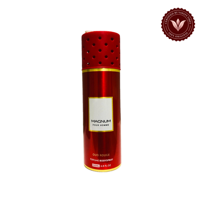 Armaf Magnum Pour Homme Oud Rouge Perfume Body Spray 200ml Masculine Oud & Spicy Fragrance — alternate product view, transparent background