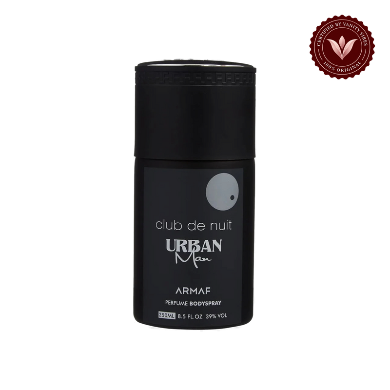 Armaf Club De Nuit Urban Man Perfumed Body Spray 250ml Long-Lasting Bold & Masculine Fragrance — alternate product view, transparent background