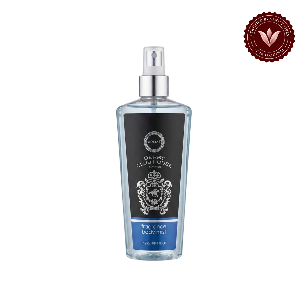 Armaf Derby Club House for Men Fragrance Body Mist 250ml - Long Lasting Masculine Perfume Spray — front product view, transparent background