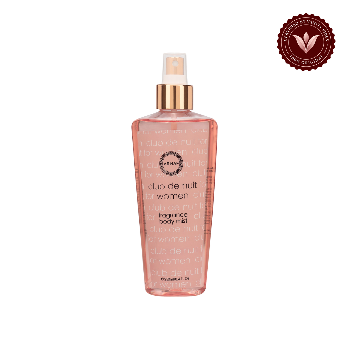 Armaf Club de Nuit Women Fragrance Body Mist 250ml - Long Lasting Elegant & Luxury Feminine Perfume Spray — front product view, transparent background