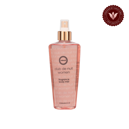 Armaf Club de Nuit Women Fragrance Body Mist 250ml - Long Lasting Elegant & Luxury Feminine Perfume Spray — front product view, transparent background