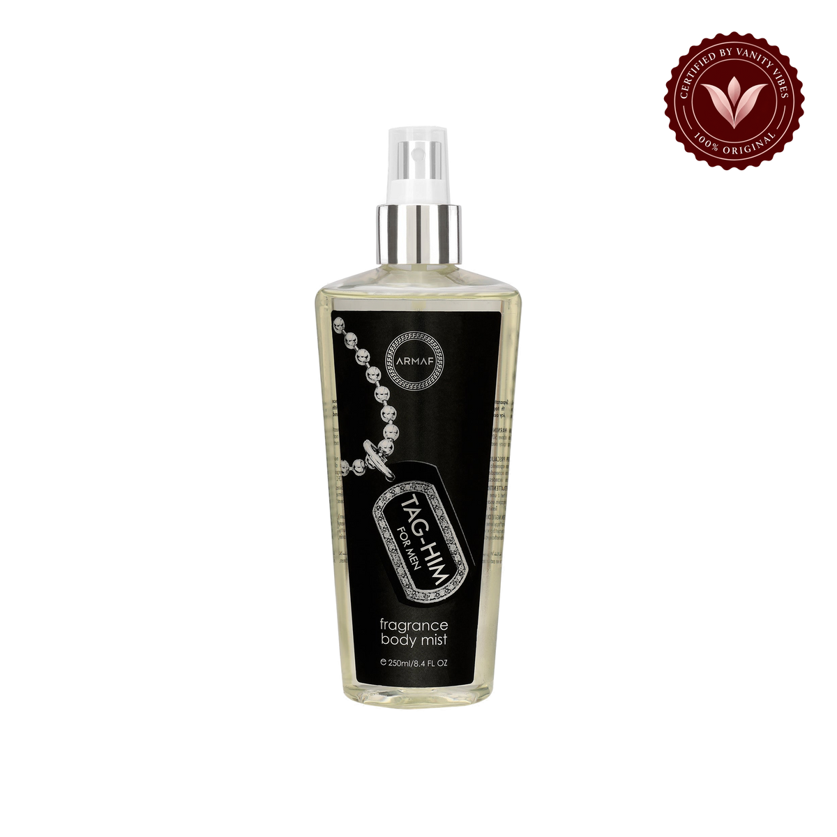 Armaf Tag Him for Men Intense Fragrance Body Mist 250ml - Long Lasting Bold Masculine Perfume Spray — front product view, transparent background