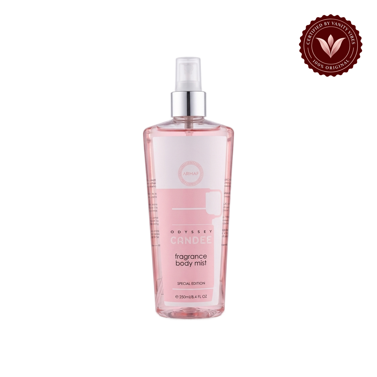 Armaf Odyssey Candee Fragrance Body Mist Special Edition 250ml - Long Lasting Sweet & Playful Women's Perfume Spray — alternate product view, transparent background
