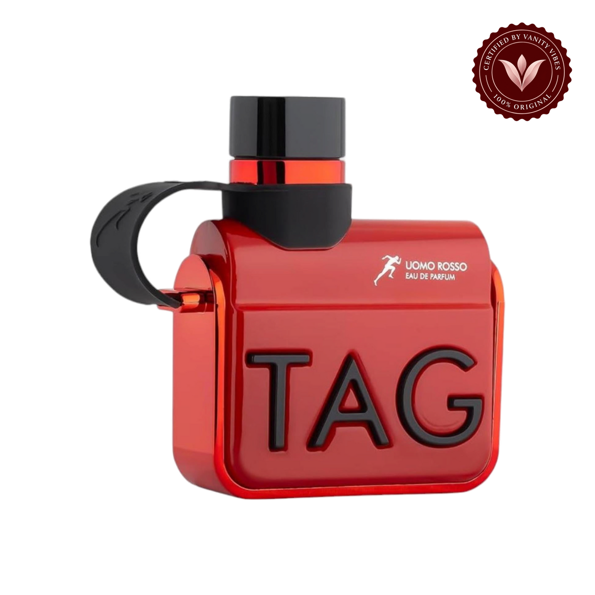 Armaf Tag Uomo Rosso Red Eau de Parfum 100ml For Him - Long Lasting Bold Masculine Luxury Fragrance Spray — front product view, transparent background