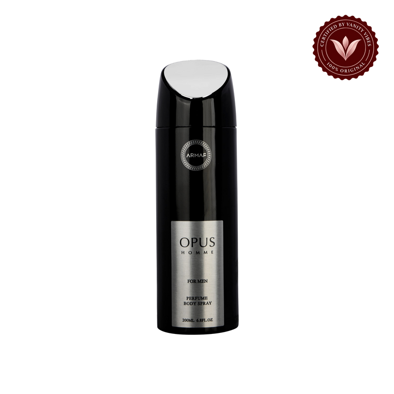 Armaf Opus Homme Deodorant for Men 200ml Body Spray — front product view, transparent background