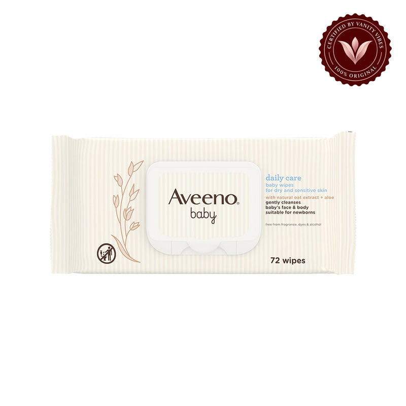 Aveeno Daily Care Face and Body Baby Wipes 72 Wipes — front product image