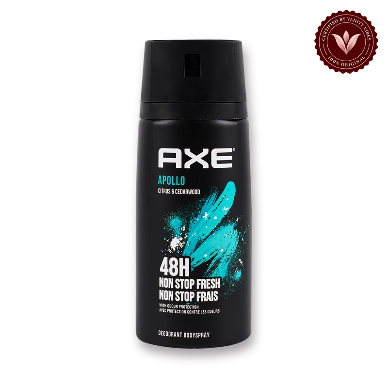 Axe Apollo 48H Non Stop Fresh Body Spray 150 ml — front view, transparent background