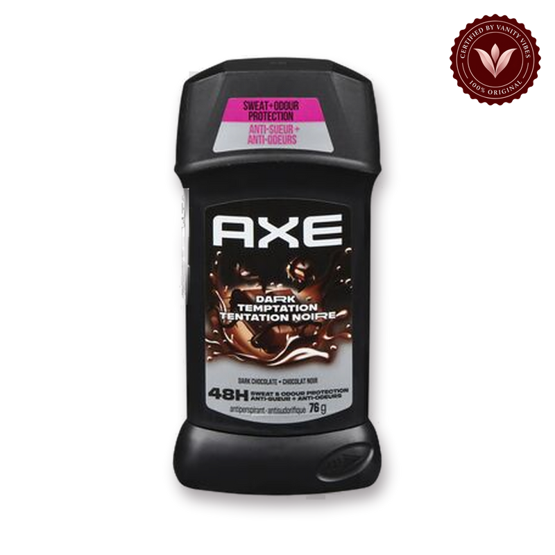AXE Dark Temptation Antiperspirant Deodorant Stick 48 Hour Sweat and Odor Protection 76g — front view, transparent background