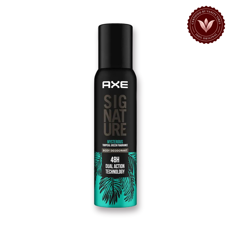 Axe Signature Mysterious Tropical Green 72H Fragrance Body Deodorant 0% Gas 122ml — front view, transparent background