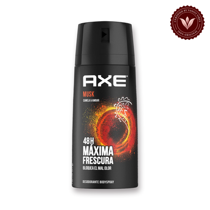 Axe Musk Camela & Ambar 48H Non-Stop Fresh Deodorant Body Spray 150ml Long-Lasting Fragrance & Odor Protection — front view, transparent background