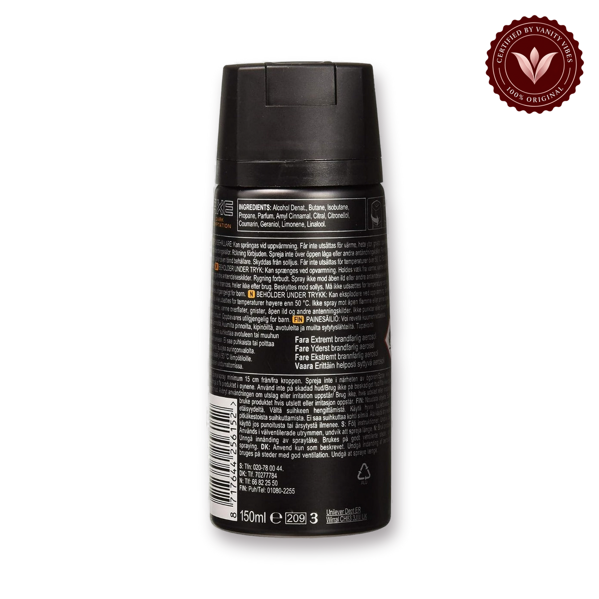 Axe Musk Camela & Ambar 48H Non-Stop Fresh Deodorant Body Spray 150ml Long-Lasting Fragrance & Odor Protection — secondary view, transparent background