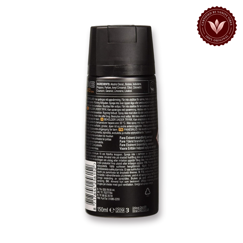 Axe Musk Camela & Ambar 48H Non-Stop Fresh Deodorant Body Spray 150ml Long-Lasting Fragrance & Odor Protection — secondary view, transparent background