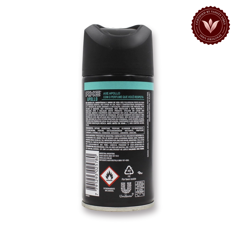 Axe Apollo Citrus & Cedarwood 48H Non-Stop Fresh Deodorant Body Spray 150ml Long-Lasting Fragrance & Odor Protection — secondary view, transparent background