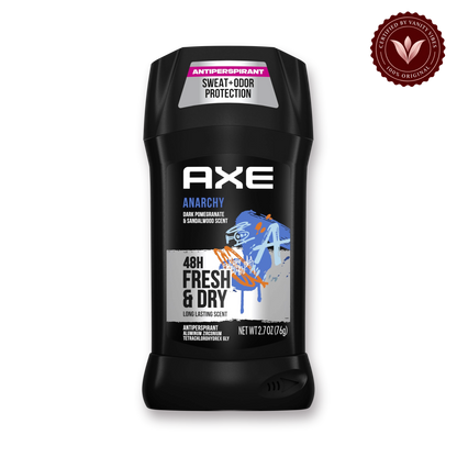 AXE Anarchy Dark Pomegranate & Sandalwood Dual Action Antiperspirant 48 Hour Stick for Long Lasting Freshness — front view, transparent background