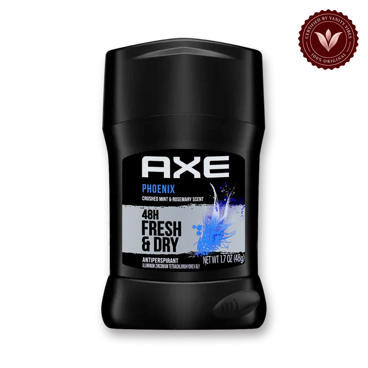 AXE Phoenix Antiperspirant 48H Sweat & Odor Protection Mint & Rosemary Deodorant Stick for Men 48g — front view, transparent background
