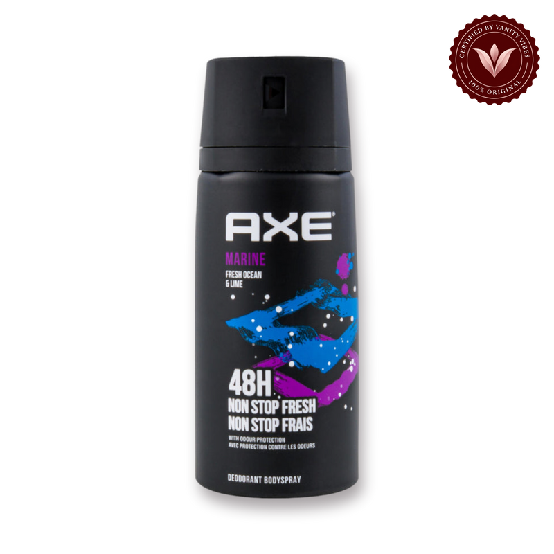 Axe Marine Fresh Ocean & Lima 48H Non-Stop Fresh Deodorant Body Spray 150ml Long-Lasting Fragrance & Odor Protection — front view, transparent background