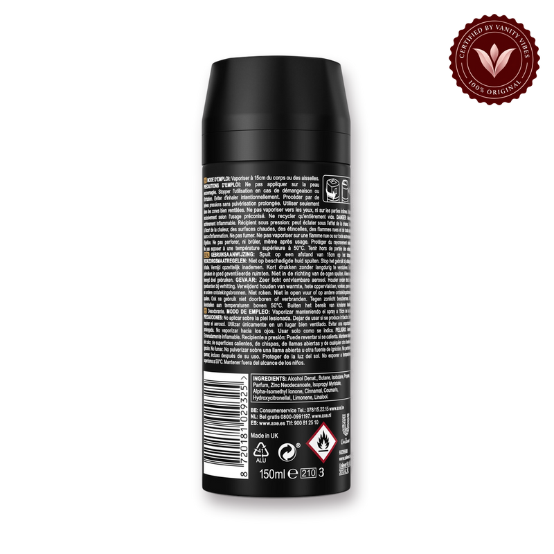 Axe Collision 48H Maxima Frescura Deodorant Body Spray 150ml Long-Lasting Freshness & Odor Protection — secondary view, transparent background