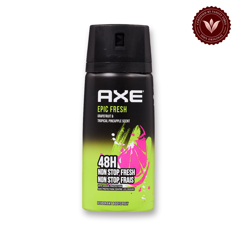 Axe Epic Fresh 48H Non-Stop Fresh Deodorant Body Spray 150ml Long-Lasting Fragrance & Odor Protection — front view, transparent background